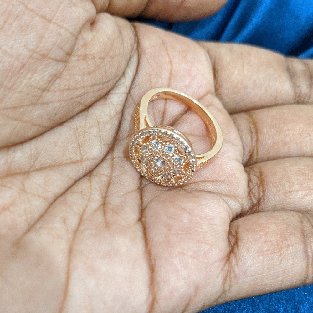 Rose Gold Sterling Silver Pavé Diamond Cluster Ring